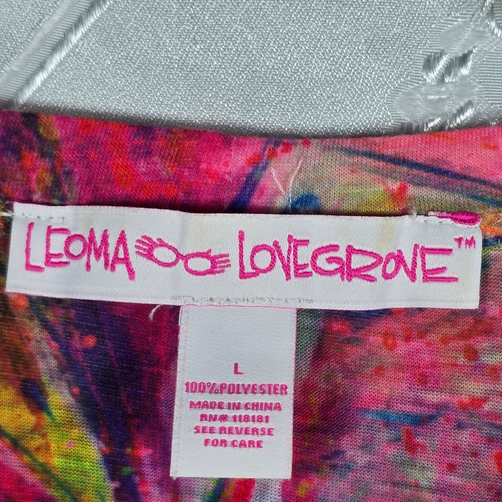 Leoma Lovegrove Tunic Top Woman Large Colorful Bicycle Print 3/4 Sleeve Artsy‎ - Picture 3 of 9